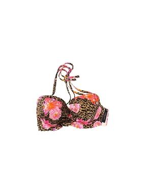 NWT Victoria's Secret Pink Floral & Brown Leopard Halter Bikini Top